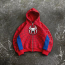 American Retro Spider Patchwork Print Hoodies