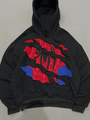 American Retro Spider Patchwork Print Hoodies